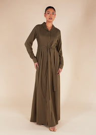 Waist Pleat Maxi Coffee - Final Sale