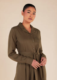 Waist Pleat Maxi Coffee - Final Sale