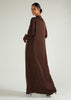 Contrast Stitch Abaya Brown