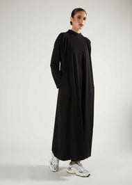 Ribbed Zip Abaya Black