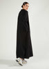 Ribbed Zip Abaya Black