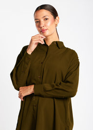 Mid Length Shirt Olive - Final Sale