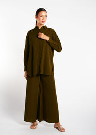 Mid Length Shirt Olive - Final Sale