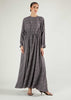 Self Print Batwing Abaya Grey