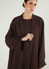 Two Piece Open Abaya With Slip Dark Brown