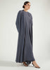 Two Piece Open Abaya With Slip Dusty Blue