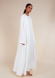 Two Piece Open Abaya With Slip White