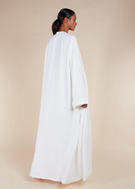 Two Piece Open Abaya With Slip White