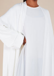 Two Piece Open Abaya With Slip White