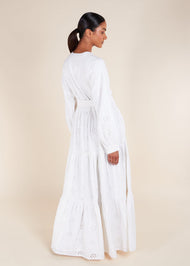 Broderie Tiered Maxi White
