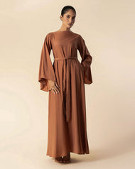 Bell Sleeve Abaya Rust