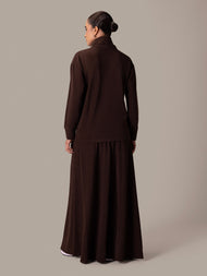 Funnel Neck Skirt Set Mushroom