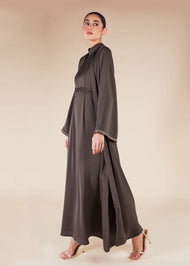Fringed Open Abaya Mauve - Final Sale