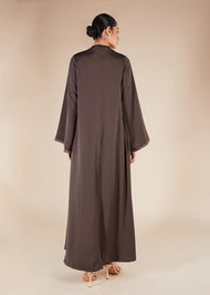 Fringed Open Abaya Mauve - Final Sale