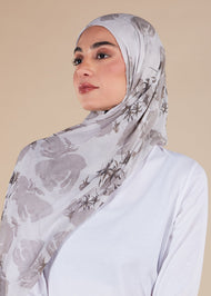 Vintage Peony Nerine Print Hijab - Final Sale