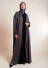 Pleated Open Abaya Charcoal