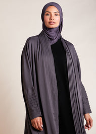 Pleated Open Abaya Charcoal