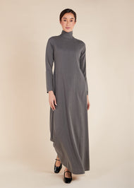 Turtle Neck Abaya Grey