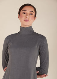 Turtle Neck Abaya Grey - Final Sale