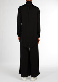 Cheesecloth Mandarin Midi Shirt Black | Midis & Tops | Aab Modest Wear