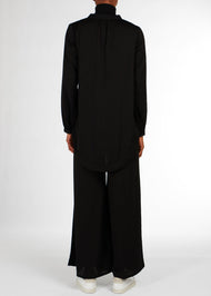Cheesecloth Mandarin Midi Shirt Black | Midis & Tops | Aab Modest Wear