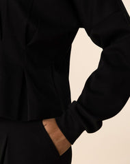 Cropped Jacket Co-Ord Set Black