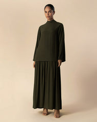 Woven Abaya Dark Green