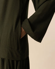 Woven Abaya Dark Green
