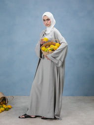 Cotton Open Abaya Grey