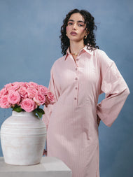 Self Stripe Cotton Maxi Blush