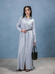 Sky Blue Cotton Maxi Shirt