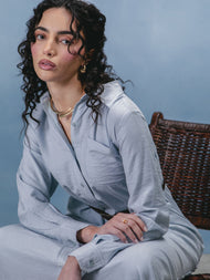 Sky Blue Cotton Maxi Shirt