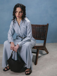 Sky Blue Cotton Maxi Shirt