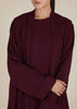 Two Piece Open Abaya With Slip Burgundy