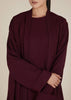 Two Piece Open Abaya With Slip Burgundy