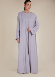 Two Piece Open Abaya With Slip Lilac