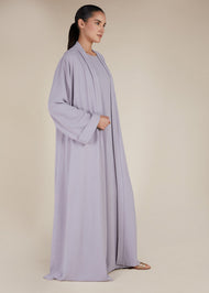 Two Piece Open Abaya With Slip Lilac