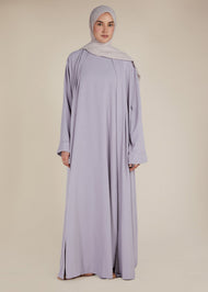 Two Piece Open Abaya With Slip Lilac