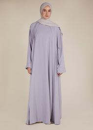 Two Piece Open Abaya With Slip Lilac