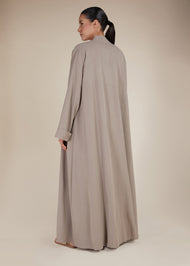 Two Piece Open Abaya With Slip Natural