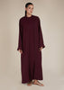 Two Piece Open Abaya With Slip Burgundy