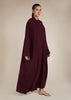 Two Piece Open Abaya With Slip Burgundy