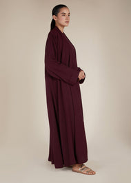 Two Piece Open Abaya With Slip Burgundy