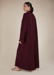 Two Piece Open Abaya With Slip Burgundy