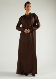 Contrast Stitch Abaya Brown