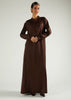 Contrast Stitch Abaya Brown - Final Sale