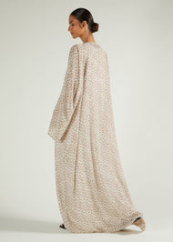 Cream Floral Prayer Abaya & Hijab