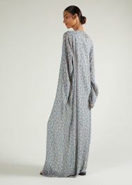 Pale Blue Floral Abaya & Hijab