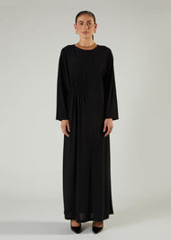 Side Pleat Abaya Ebony