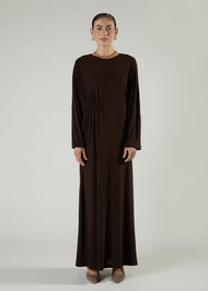 Side Pleat Abaya Chestnut